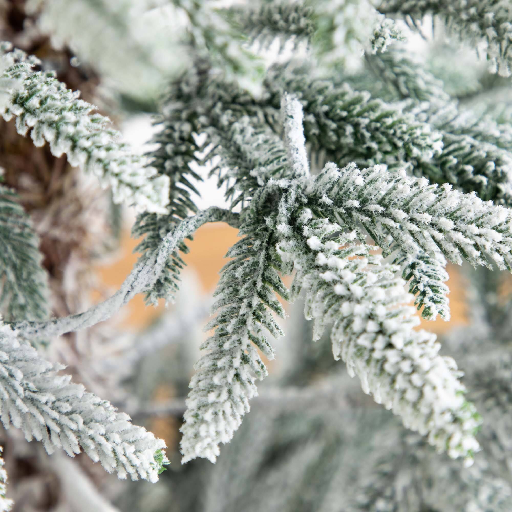 6ft. Pre-Lit Flocked Woodland Fir Artificial Christmas Tree, Warm White LED Lights